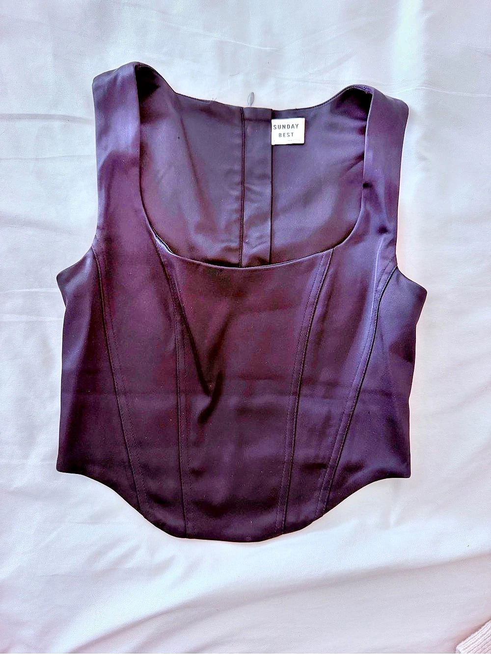 Sunday Best Black Satin Squareneck Corset Top Black Size 2